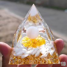 Load image into Gallery viewer, Energy Generator Pyramid Amethyst Peridot Natural Healing Stone Crystal Reiki Meditation Orgone Chakra Orgonite Pyramid for Room Decor
