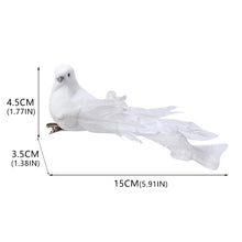 Load image into Gallery viewer, Artificial Pigeon Birds Clip Love Peace Doves Simulation Feather Pigeon Fake White Bird Simulation Figurines Foam Mondel Home Table Garden Decoration Gift Tree Craft
