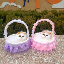Load image into Gallery viewer, Simulation Cat Hanging Basket Plush Model Soundable Animal Static Stuffed Realistic Cat Table Decoration Party Festival Kid Gift Soft Baby Toys
