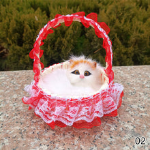 Load image into Gallery viewer, Simulation Cat Hanging Basket Plush Model Soundable Animal Static Stuffed Realistic Cat Table Decoration Party Festival Kid Gift Soft Baby Toys
