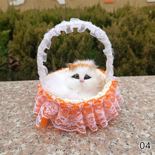 Load image into Gallery viewer, Simulation Cat Hanging Basket Plush Model Soundable Animal Static Stuffed Realistic Cat Table Decoration Party Festival Kid Gift Soft Baby Toys
