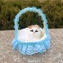 Load image into Gallery viewer, Simulation Cat Hanging Basket Plush Model Soundable Animal Static Stuffed Realistic Cat Table Decoration Party Festival Kid Gift Soft Baby Toys
