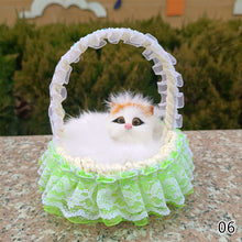 Load image into Gallery viewer, Simulation Cat Hanging Basket Plush Model Soundable Animal Static Stuffed Realistic Cat Table Decoration Party Festival Kid Gift Soft Baby Toys
