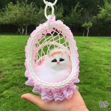Load image into Gallery viewer, Simulation Cat Hanging Basket Plush Model Soundable Animal Static Stuffed Realistic Cat Table Decoration Party Festival Kid Gift Soft Baby Toys
