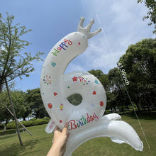 Load image into Gallery viewer, 32Inch Birthday Anniversary Numbers Balloons with Crown Party Decoration White Number Standing Balloon Merry Banquet Ins
