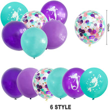 Load image into Gallery viewer, 22/15/9Pcs Mermaid Latex Balloon Confetti Air Helium Globos Mermaid Theme Blue Purple Birthday Party Decoration
