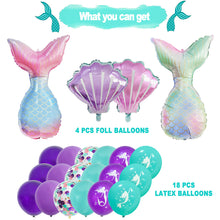 Load image into Gallery viewer, 22/15/9Pcs Mermaid Latex Balloon Confetti Air Helium Globos Mermaid Theme Blue Purple Birthday Party Decoration
