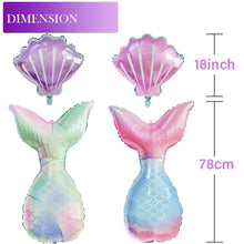 Load image into Gallery viewer, 22/15/9Pcs Mermaid Latex Balloon Confetti Air Helium Globos Mermaid Theme Blue Purple Birthday Party Decoration
