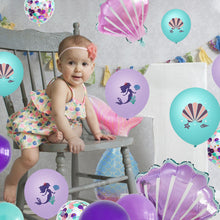 Load image into Gallery viewer, 22/15/9Pcs Mermaid Latex Balloon Confetti Air Helium Globos Mermaid Theme Blue Purple Birthday Party Decoration
