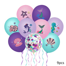 Load image into Gallery viewer, 22/15/9Pcs Mermaid Latex Balloon Confetti Air Helium Globos Mermaid Theme Blue Purple Birthday Party Decoration
