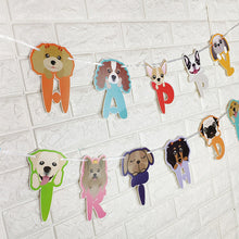 Load image into Gallery viewer, Pet Birthday Banner Cartoon Cute Dog Paper Banners Bunting Garland Happy Birthday Pull Flag Party Decoration DIY Decor Supplies
