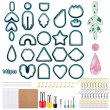 Load image into Gallery viewer, 142pcs Polymer Clay Cutters Kit Ceramic Craft Earrings Cutting Plastic Mold 24 Shapes Baking Mould Handmade DIY Jewelry Making Tools Geometry Die Cake Cookie Cutter
