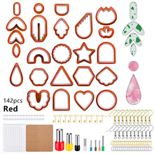 Load image into Gallery viewer, 142pcs Polymer Clay Cutters Kit Ceramic Craft Earrings Cutting Plastic Mold 24 Shapes Baking Mould Handmade DIY Jewelry Making Tools Geometry Die Cake Cookie Cutter
