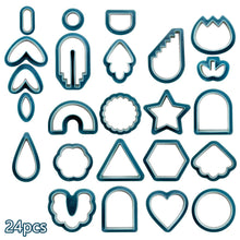 Load image into Gallery viewer, 24pcs Polymer Clay Cutters Kit Ceramic Craft Earrings Cutting Plastic Mold 24 Shapes Baking Mould Handmade DIY Jewelry Making Tools Geometry Die Cake Cookie Cutter
