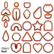 Load image into Gallery viewer, 24pcs Polymer Clay Cutters Kit Ceramic Craft Earrings Cutting Plastic Mold 24 Shapes Baking Mould Handmade DIY Jewelry Making Tools Geometry Die Cake Cookie Cutter
