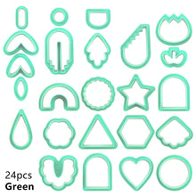 Load image into Gallery viewer, 24pcs Polymer Clay Cutters Kit Ceramic Craft Earrings Cutting Plastic Mold 24 Shapes Baking Mould Handmade DIY Jewelry Making Tools Geometry Die Cake Cookie Cutter
