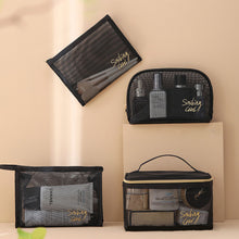 Load image into Gallery viewer, Large Capacity Black Mesh Cosmetic Bag Transparent Make Up Pouch Organizer Travel Storage Case Women Toiletry Organizer Portable
