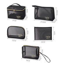 Load image into Gallery viewer, Large Capacity Black Mesh Cosmetic Bag Transparent Make Up Pouch Organizer Travel Storage Case Women Toiletry Organizer Portable

