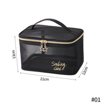 Load image into Gallery viewer, Large Capacity Black Mesh Cosmetic Bag Transparent Make Up Pouch Organizer Travel Storage Case Women Toiletry Organizer Portable
