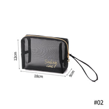 Load image into Gallery viewer, Large Capacity Black Mesh Cosmetic Bag Transparent Make Up Pouch Organizer Travel Storage Case Women Toiletry Organizer Portable

