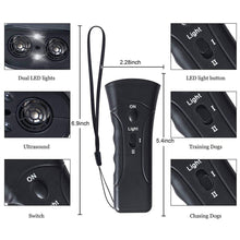 Load image into Gallery viewer, 2 in 1 Anti Barking Device Handheld LED Ultrasonic Pet Dog Repeller Control Training Device Trainer With Lights
