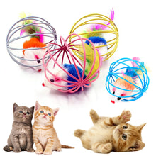Load image into Gallery viewer, 6cm Funny Feather Wand Mouse Cage Toy Cat Toy Cat Teaser Toy Pet Supplies Playing Training Toys Random Color
