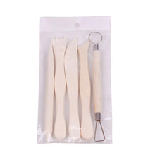 Load image into Gallery viewer, 5pcs Wooden Pottery Tools Artistic Clay Sculpting Sculpture Carving Shapers Cutters Clay Craft Polymer Clay Tools Set
