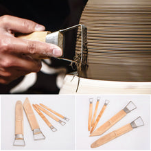 Load image into Gallery viewer, Widen Sawtooth Clay Texture Tool Paste Amending Tool Ceramic Sculpture Clay Plastic Bamboo Handle Pottery Tool
