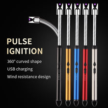 Load image into Gallery viewer, Outdoor Metal Windproof Power Display Hook Ignition Gun Home 360° Use Kitchen Candle Gas Stove Plasma Pulse Electric Arc Lighter
