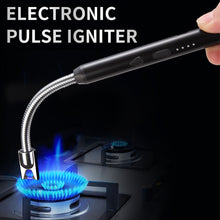 Load image into Gallery viewer, Outdoor Metal Windproof Power Display Hook Ignition Gun Home 360° Use Kitchen Candle Gas Stove Plasma Pulse Electric Arc Lighter

