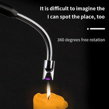 Load image into Gallery viewer, Outdoor Metal Windproof Power Display Hook Ignition Gun Home 360° Use Kitchen Candle Gas Stove Plasma Pulse Electric Arc Lighter
