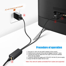 Load image into Gallery viewer, Ethernet Network Card Adapter Micro USB Power to RJ45 10/100Mbps for Fire TV Stick Chromecast Google
