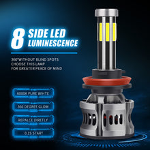 Load image into Gallery viewer, 2Pcs 8 Sides LED 12V H8 H11 H7 20000LM HB3 9005 HB4 H1 H3 H4 Led Headlight Bulb Canbus 60W 3D 360 degree Super Auto Lamp

