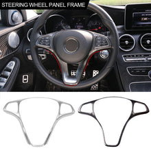 Load image into Gallery viewer, Car Steering Wheel Button Frame Trim Cover Carbon Fiber Silver Chrome for Mercedes Benz GLA GLC260 C200L
