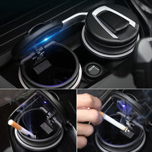 Load image into Gallery viewer, Portable Auto Car Truck LED Cigarette Smoke car Ashtray Blue LED Light Smokeless Ashtray Cigarette Holder Auto Fireproof Shell
