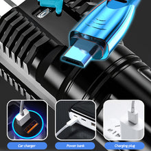 Load image into Gallery viewer, Multi-function Portable 4LED Super Bright Flashlight Mini Lamp USB Rechargeable Long-range Spotlight Display COB LED Flashlight
