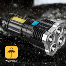 Load image into Gallery viewer, Multi-function Portable 4LED Super Bright Flashlight Mini Lamp USB Rechargeable Long-range Spotlight Display COB LED Flashlight
