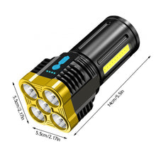 Load image into Gallery viewer, USB Rechargeable 6LED Flashlight LED Torch High Brightness Power Display Emergency Powerful Long Range Flashlight for Outdoor
