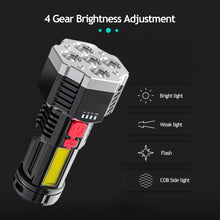 Load image into Gallery viewer, Multi-function 5-core Super Bright Flashlight Rechargeable Outdoor P1000 Led Long-range Spotlight Battery Display COB Light
