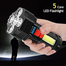 Load image into Gallery viewer, Portable 5LED COB Flashlight Cob Side Light Lightweight Outdoor Lighting USB Rechargeable Camping Torch Searchlight For Camping
