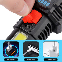 Load image into Gallery viewer, Portable 5LED COB Flashlight Cob Side Light Lightweight Outdoor Lighting USB Rechargeable Camping Torch Searchlight For Camping
