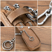 Load image into Gallery viewer, Multifunctional Double Zipper Genuine Leather Key Wallets Car Key Cover Key Case Key Bag Housekeeper Key Holders Cars Accessories
