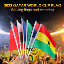 Load image into Gallery viewer, 10Pcs 14x21cm World Cup Hand Flag Small Qatar Flag with Plastic Flagpoles Federation National Flag
