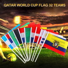 Load image into Gallery viewer, 10Pcs 14x21cm World Cup Hand Flag Small Qatar Flag with Plastic Flagpoles Federation National Flag
