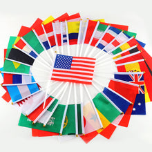 Load image into Gallery viewer, 10Pcs 14x21cm World Cup Hand Flag Small Qatar Flag with Plastic Flagpoles Federation National Flag
