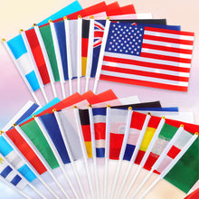 Load image into Gallery viewer, 10Pcs 14x21cm World Cup Hand Flag Small Qatar Flag with Plastic Flagpoles Federation National Flag
