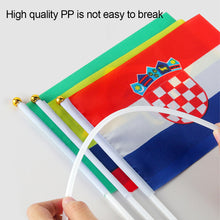 Load image into Gallery viewer, 10Pcs 14x21cm World Cup Hand Flag Small Qatar Flag with Plastic Flagpoles Federation National Flag
