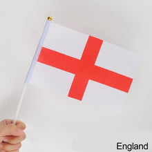 Load image into Gallery viewer, 10Pcs 14x21cm World Cup Hand Flag Small Qatar Flag with Plastic Flagpoles Federation National Flag
