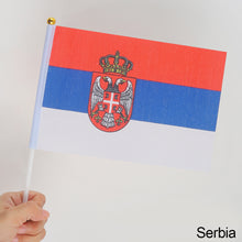 Load image into Gallery viewer, 10Pcs 14x21cm World Cup Hand Flag Small Qatar Flag with Plastic Flagpoles Federation National Flag
