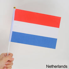 Load image into Gallery viewer, 10Pcs 14x21cm World Cup Hand Flag Small Qatar Flag with Plastic Flagpoles Federation National Flag
